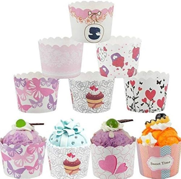 50*40mm Printed Design Plain Muffin Cup Self Baking Liners