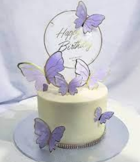 Butterfly Topper with HBD  Pink & Purple Paper Topper